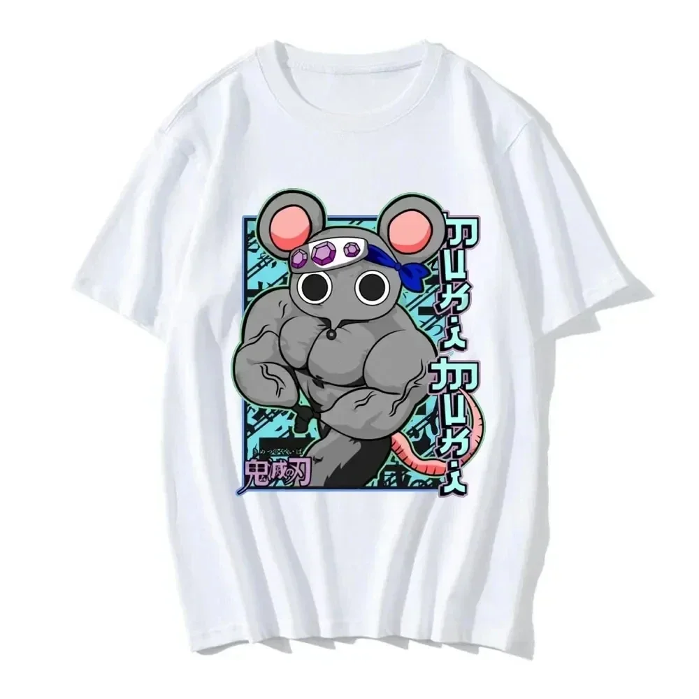 Anime Demon Slayer Uzui Tengen T-shirt Unisex Cotton T Shirts Streetwear Funny Manga Muscular  Mice Muki Gym T Shirt