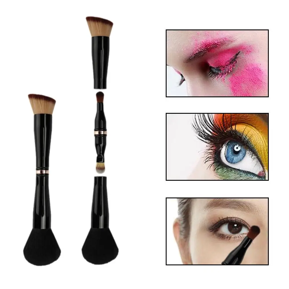 Ensemble de pinceaux de maquillage 4 en 1 avec 4 têtes, correcteur, pour fond de teint, fard à joues, ombre à paupières, maquillage de voyage à Double extrémité Br A8b2
