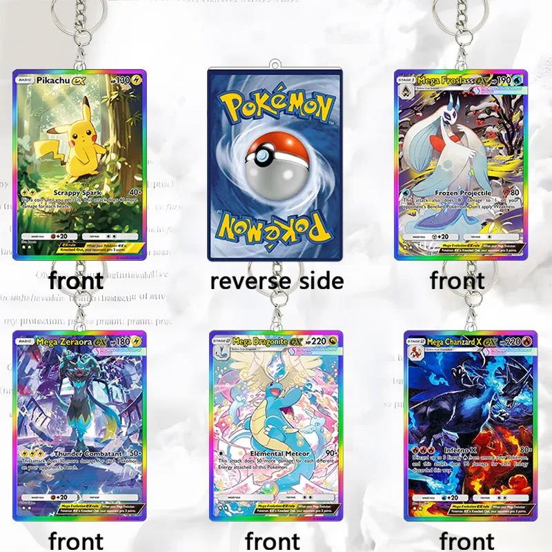 

Mega Froslass Ex Acrylic Keychain PTCG Card Kawaii Dragonite Charizard X Bag Zeraora Pendant Decor Accessories Birthday Gift