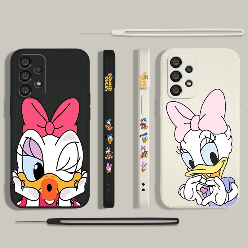 Disney Daisy Duck Phone Case For Samsung A55 A53 A33 A52 A32 A71 A51 A21S A35 A25 5G Liquid Left Rope Funda