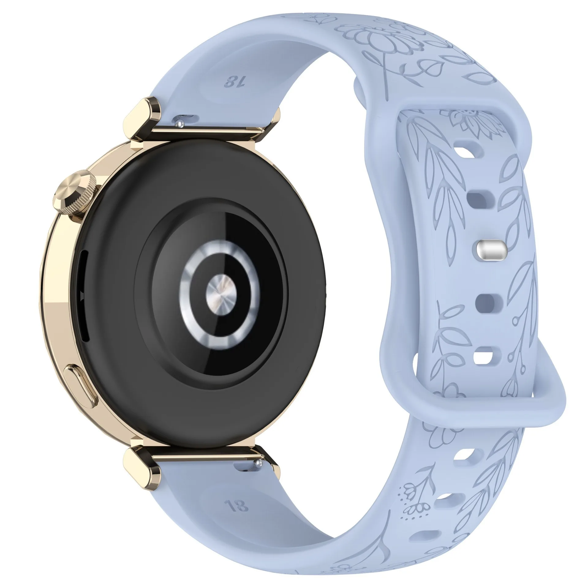 18/20/22mm 해바라기 패턴 실리콘 스트랩 슈트 18/20/22mm 크기의 스마트 시계용 해바라기 양각 실리콘 시계 스트랩