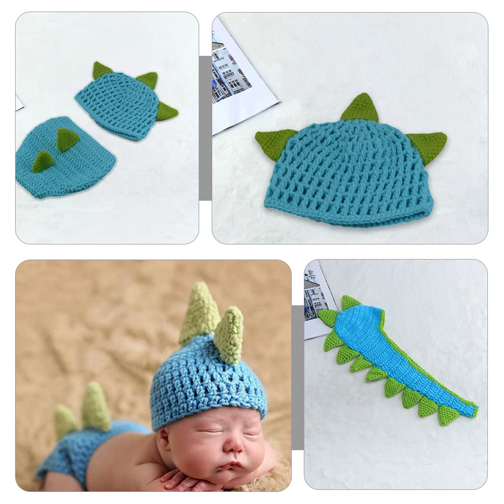

Dinosaur Knitting Suit Newborn Crochet Costume Soft Texture Lovely Design Baby Photo Props Photography Shoots Gifts