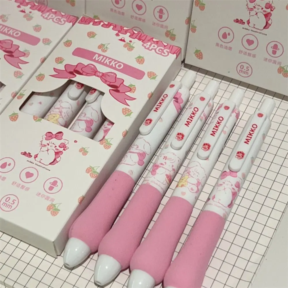 

4PCS/Set High Quality ST Tip Gel Pen Soft Grip 0.5mm Black Ink Neutral Pen Press Type Writing Tools Gift