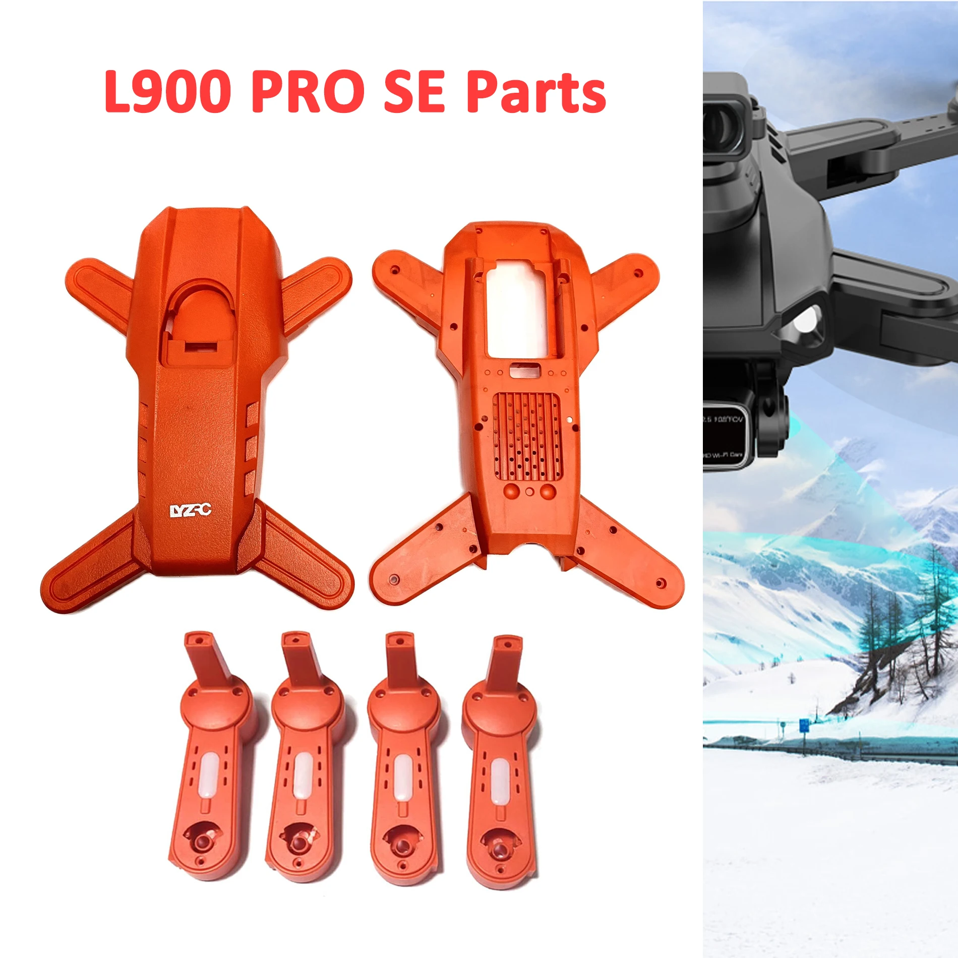 L900 PRO SE GPS Drone Spare Part Body Shell Frame Up Down Cover Motor Arm Shell Replacement Accessory Orange Color