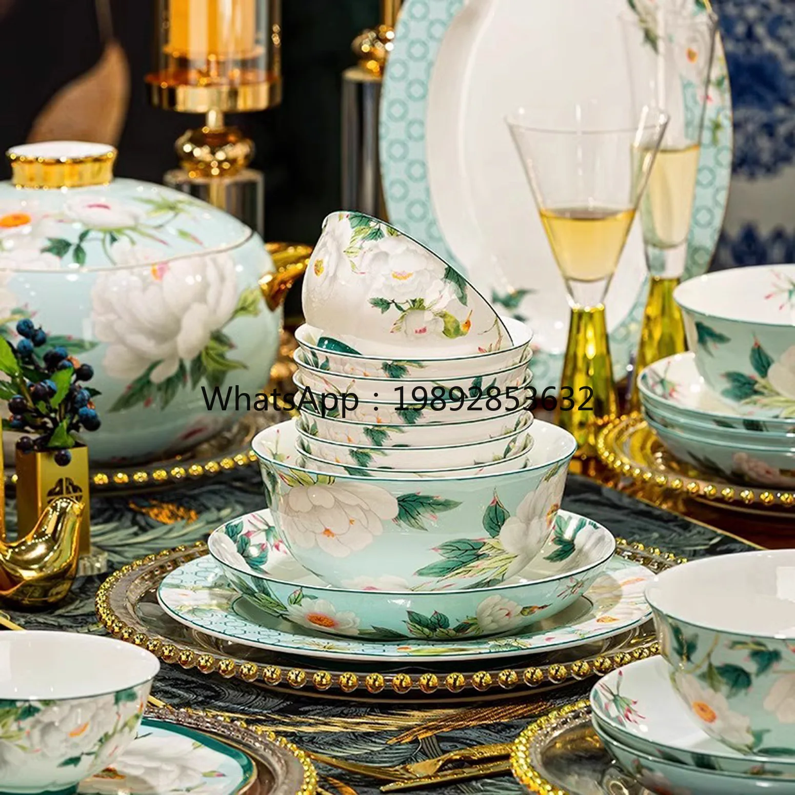 

Bowl Household New Bowl and Plate Set Household High-end Bone China Tableware Chinese Housewarming Tableware