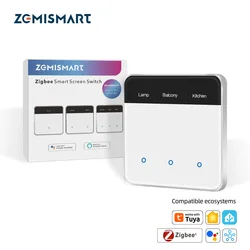 Zemismart Zigbee DIY Name Switch EU Type Smart Display Screen Light Touch Panel Switch Work with Tuya Smart Life App and Homey