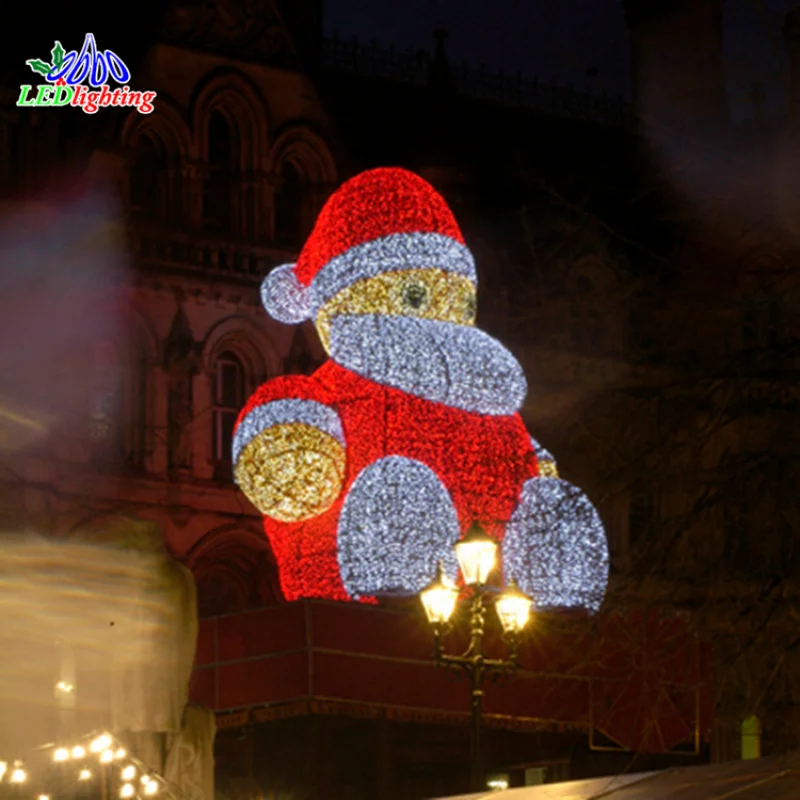 Custom. outdoor LED light Santa Claus sculptures 3D motif snowman light for shopping mall decoration