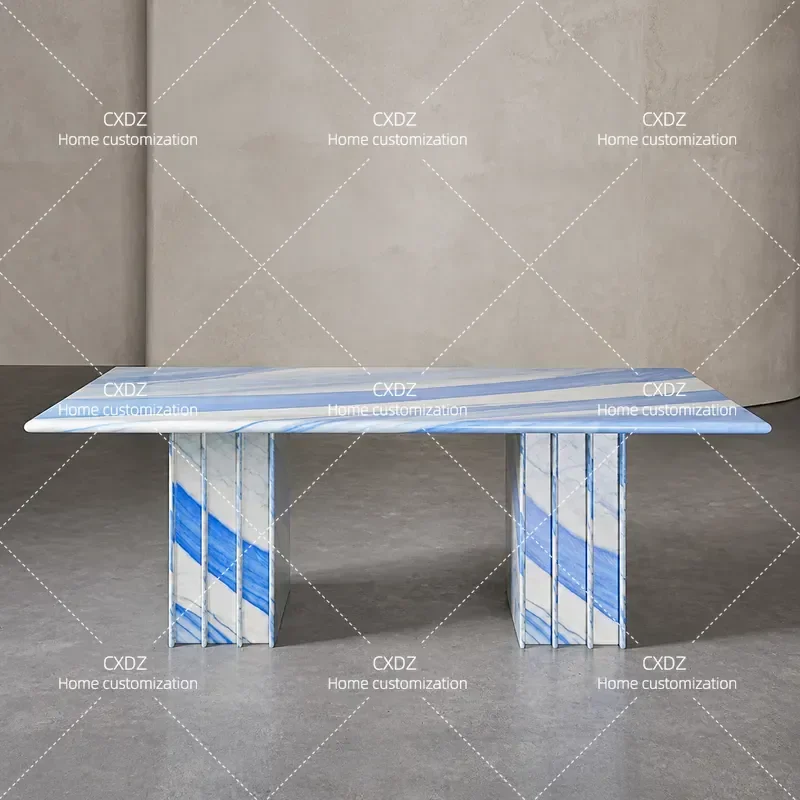 Natural Marble Dining Table Modern Minimalist Luxury Stone Long Table for Villa High End Home Furniture