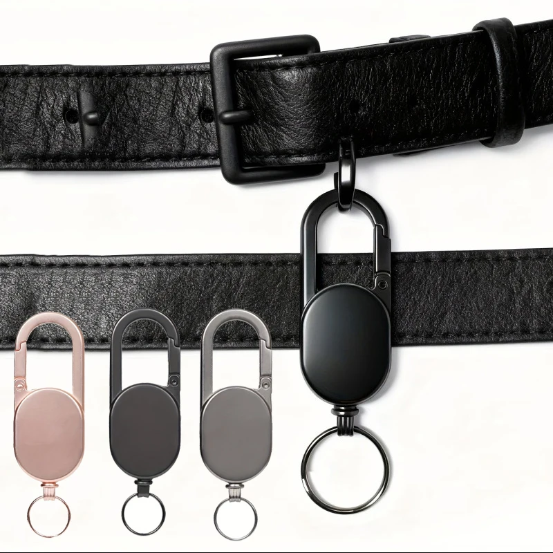 

Heavy Duty Retractable ID Badge Reel With Carabiner Key Chain Steel Wire Rope Buckle Key Holder For Travel Luggage 1/2/3/4/5PCS