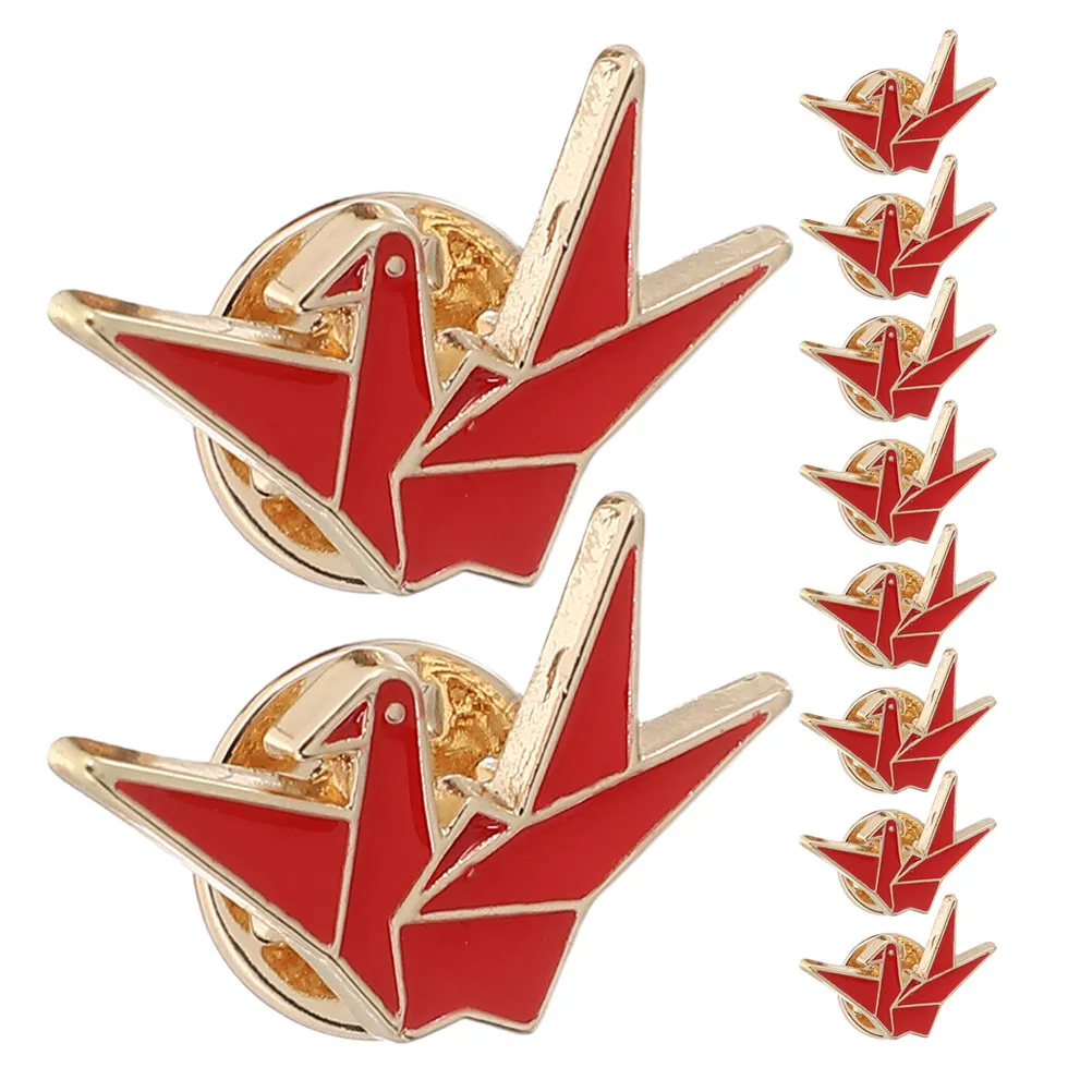 10Pcs Origami Crane Brooch Cute Alloy Lapel Pin Decorative Badge for Clothes Backpacks Brooch Cute Pin Brooches for Women
