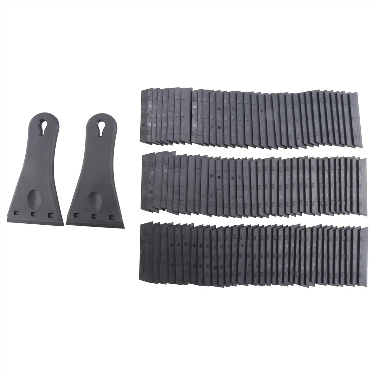 [Greatitem]2 Pack Plastic Blade Scraper with 100Pcs Single Edge Plastic Blades, Extra Big Scraper Tool for Removing Paint Spots