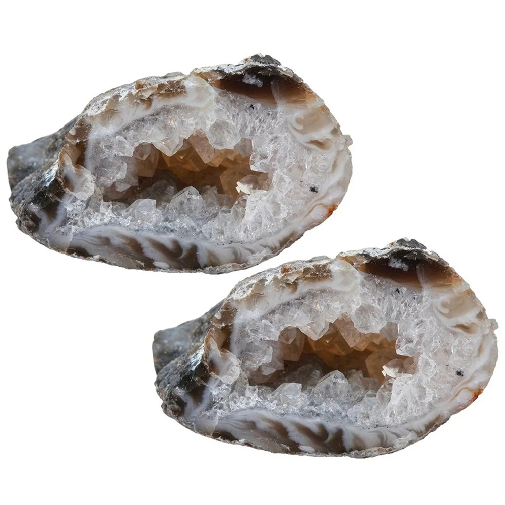 

2pcs Agate Slices Gemstone Polished Stones Home Desktop Decor Irregular Shapes Natural Design Stone Collecting