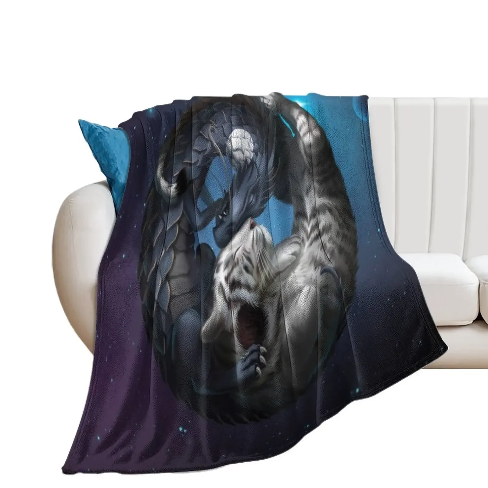 

Yin and yang Tiger and Dragon Throw Blanket Loose Luxury Blankets