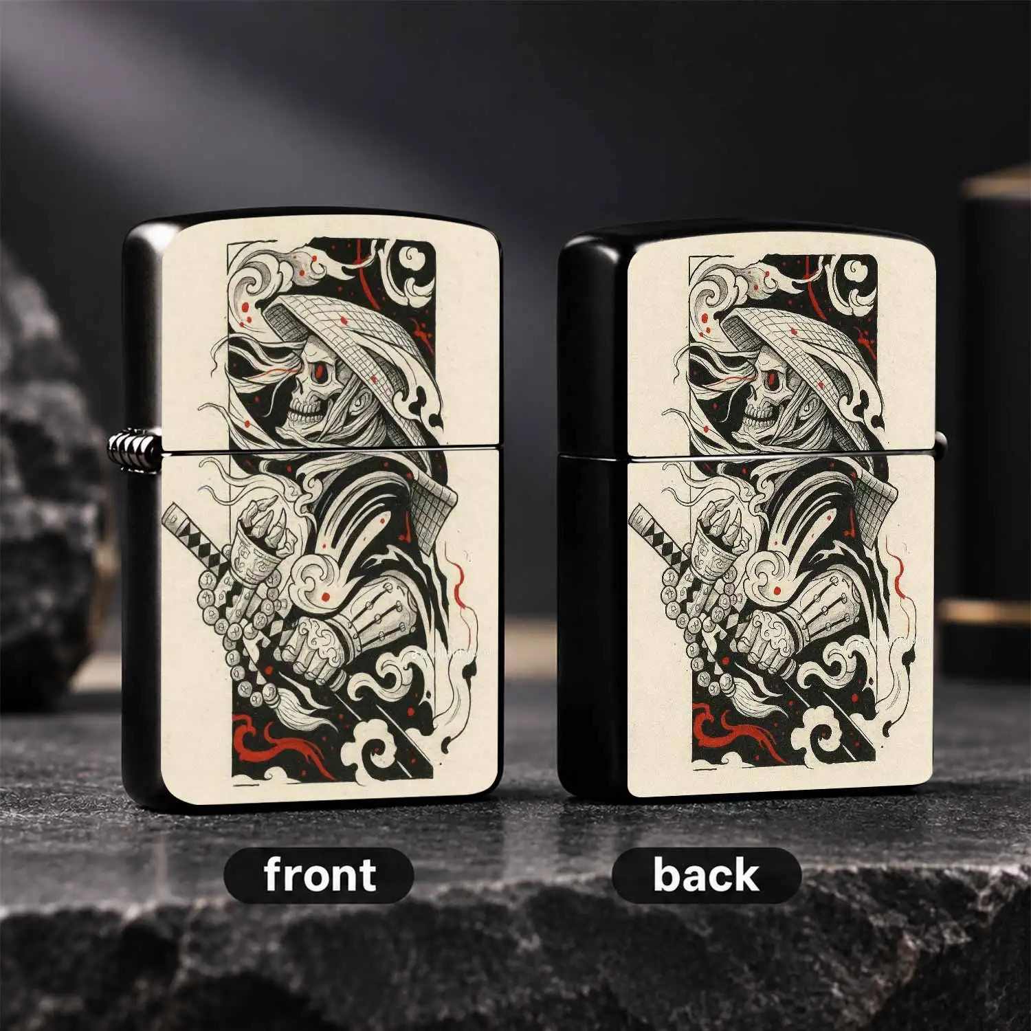 Creative Ukiyo-E Style Skeleton Ronin Lighter, Exquisite Traditional Japanese Pattern Art Portable Daily Use Item, Unique Stylish Accessory For Urban Trendsetters, Ideal Present For Outdoor Gathering Commute, Distinctive Collectible Decor P