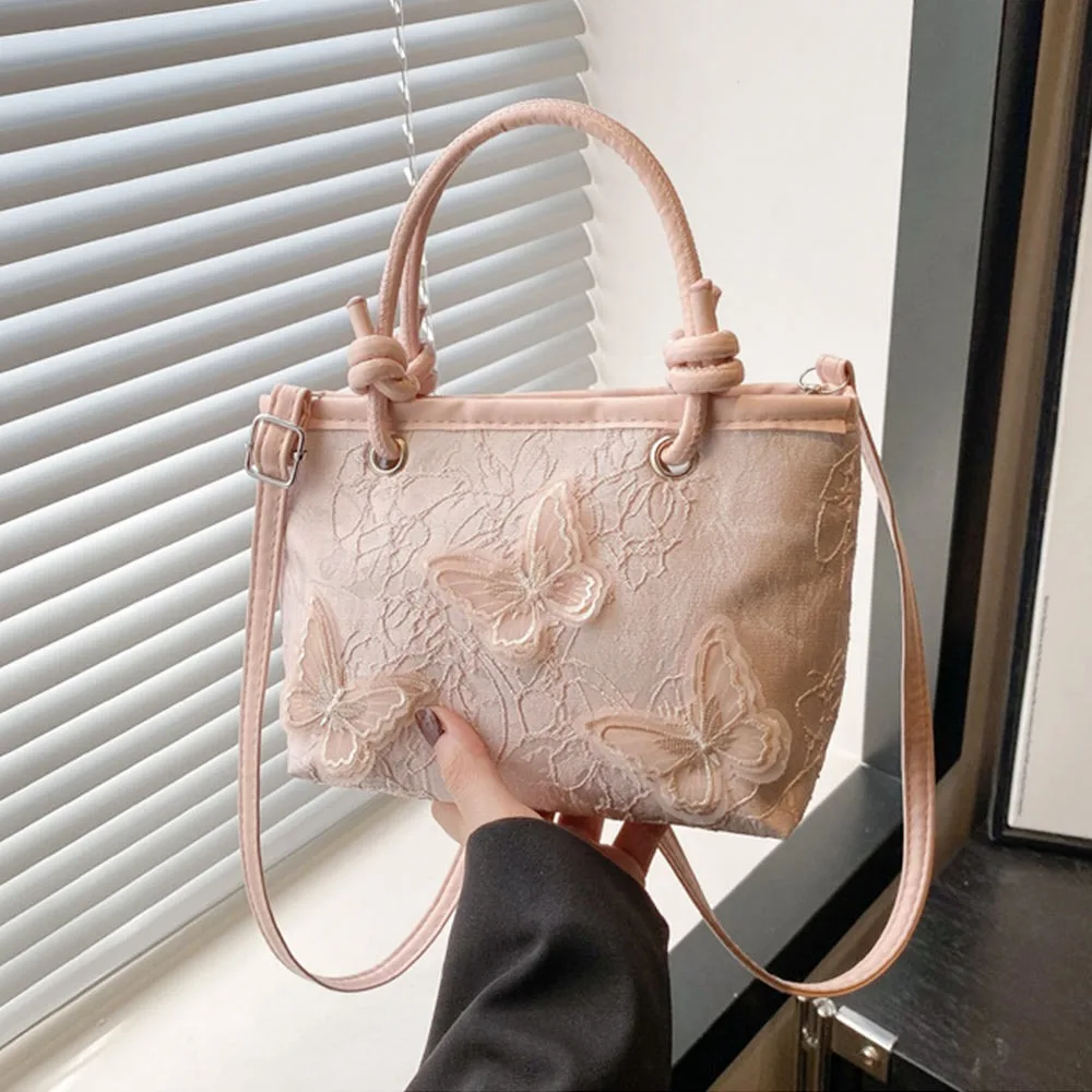 

Fashion Lace Shoulder Bags Embroidery Butterfly Handbags Multifunction Elegant Crossbody Bags Women