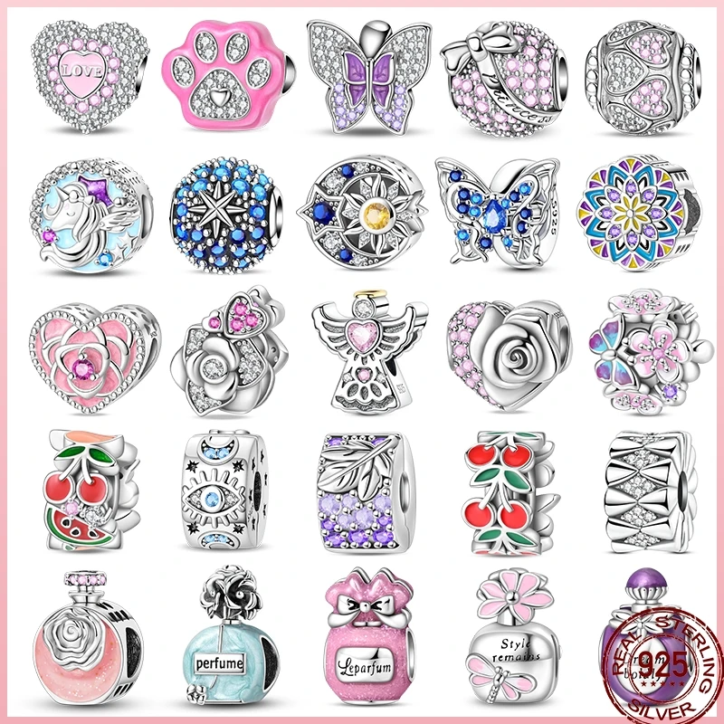 Spring 925 Sterling Silver Sunflower Butterfly Flower Blessing Love Fragrance Beads Fit 3mm Bracelet Diy Fine Jewelry Making
