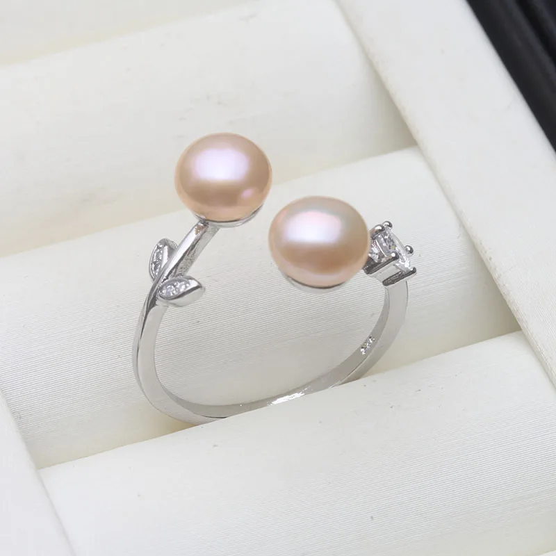 Белые серьги с пресноводным натуральным жемчугом, регулируемые, свадебное маленькое серебряное кольцо 925 пробы с настоящим жемчугом, подарок на день рождения для матери, жены, розовый
