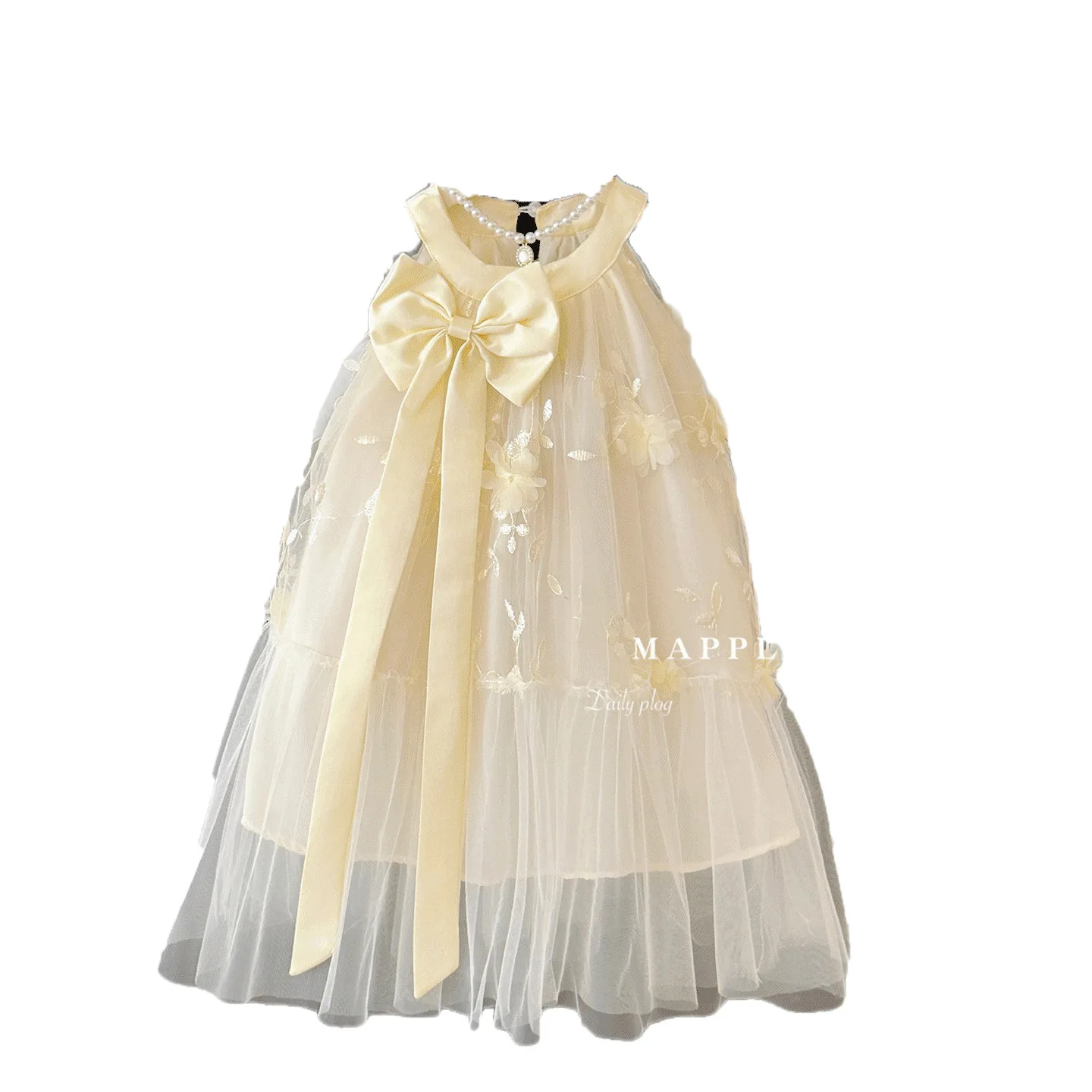Girls 2026 Summer Fashion New Bow Princess Childrens Party Performance Dress Sweet and Stylish Dress Trendy Versatile 4