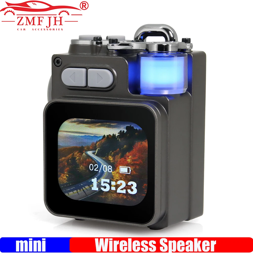 

ZMFJH Металлический беспроводной динамик с экраном Открытый карманный динамик Портативный Bluetooth-совместимый 5.3 Аудио Мини Аудио Часы Светодиодные