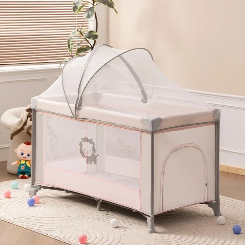 2025 New Portable Foldable Baby Bed Suitable for Newborn Multifunctional Cradle Bed with Mosquito Net, Mattress, Cooling Pad