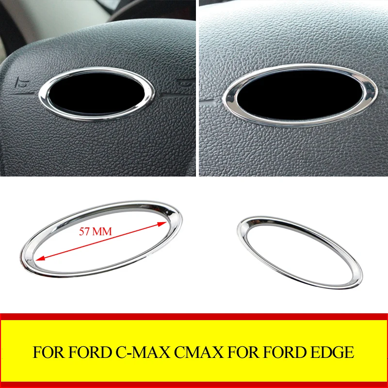 ABS Chrome Car Steering Wheel Decoration Trim Logo Protection Sticker for Ford C-Max CMAX For Ford Edge Accessories