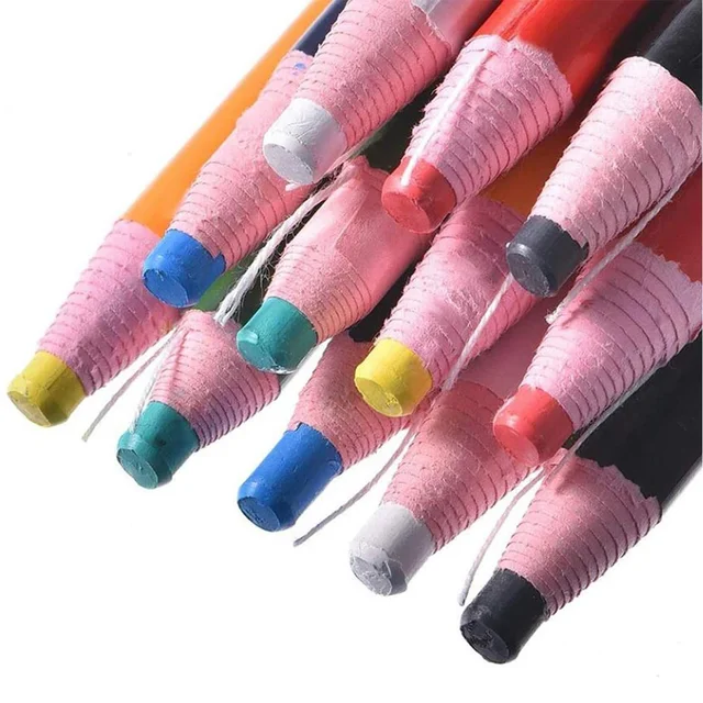 Crayons à craie colorés pour couture, 12 pièces, stylo marqueur pour tissu à craie sans coupure pour Patchwork, outil de vêtements de bricolage, accessoire de vêtement 2