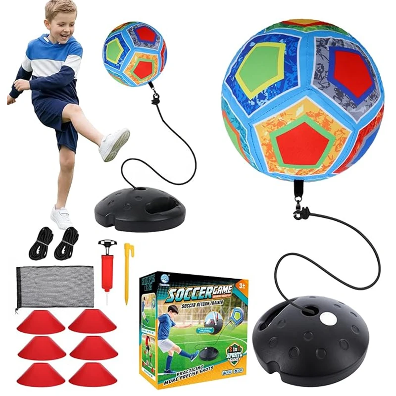 Ensemble d'entraînement de football avec rebond pour exercices en extérieur et en intérieur, retour automatique, jouets sportifs, jeu d'interaction parent-enfant, cadeaux pour garçons