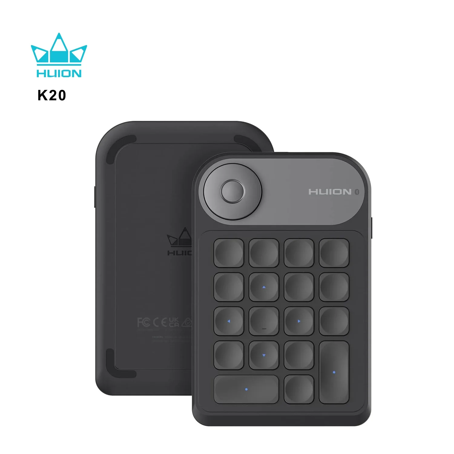 Huion K20 Keydial Mini Keyboard – 18 Keys + Dial Controller for Drawing Tablets, PCs, & Phones (Upgraded Version)