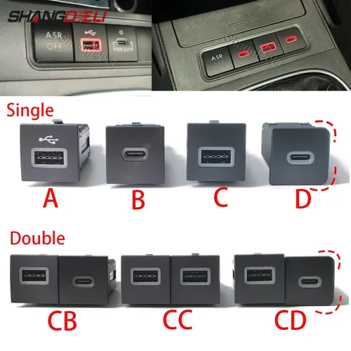 Para VW Golf 6 MK6 Jetta 5 MK5 Scirocco 2006 - 2012 cargador USB de coche PD carga rápida QC3.0 botón adaptador de carga de teléfono automático