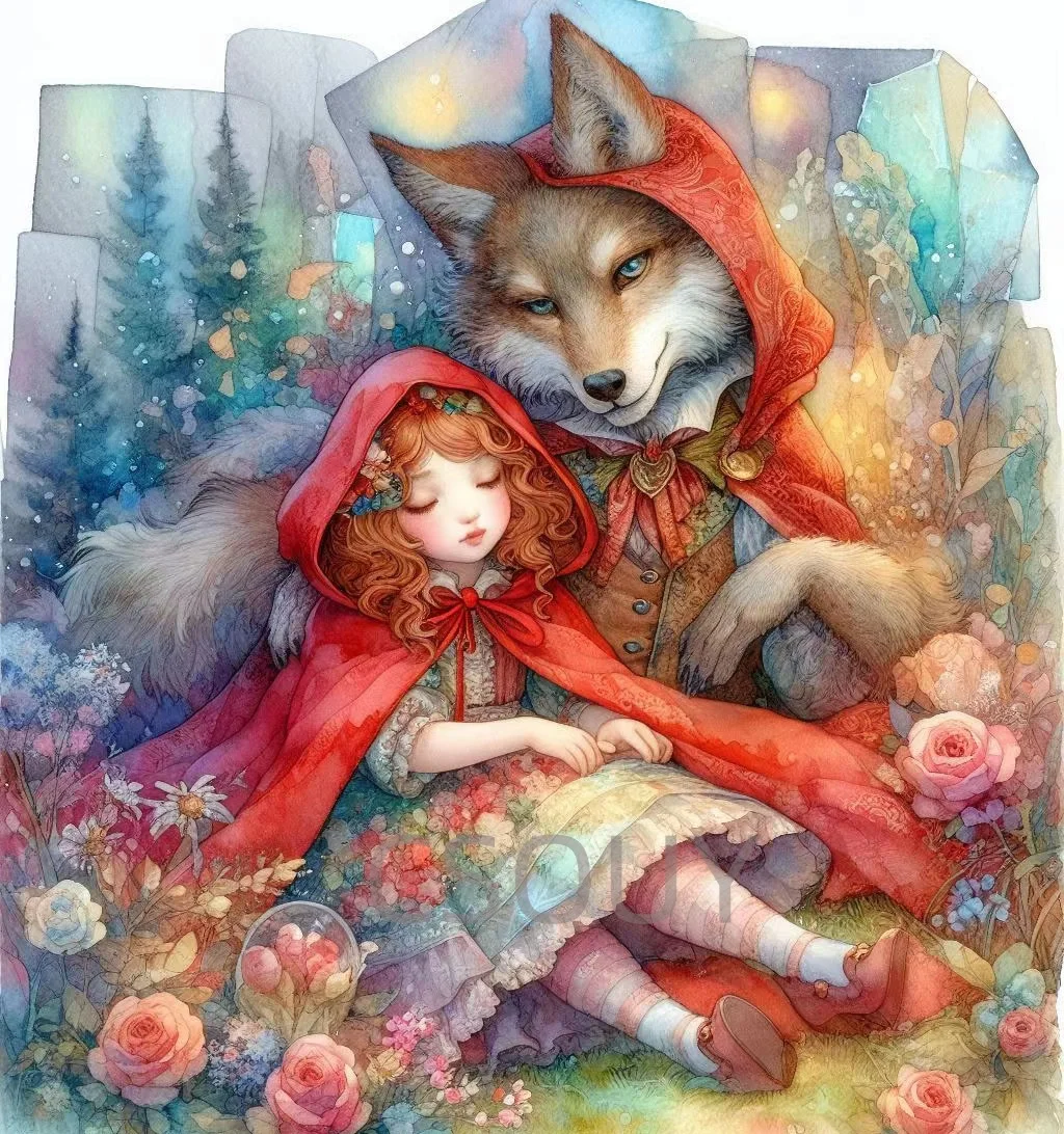 

Волк Красная Шляпа 5D 100% Фея Пыль Квадрат 5D Дрель Полный Diy Алмазная Картина Вышивка Кристаллами Вышивка Мозаика Декор Иглобель