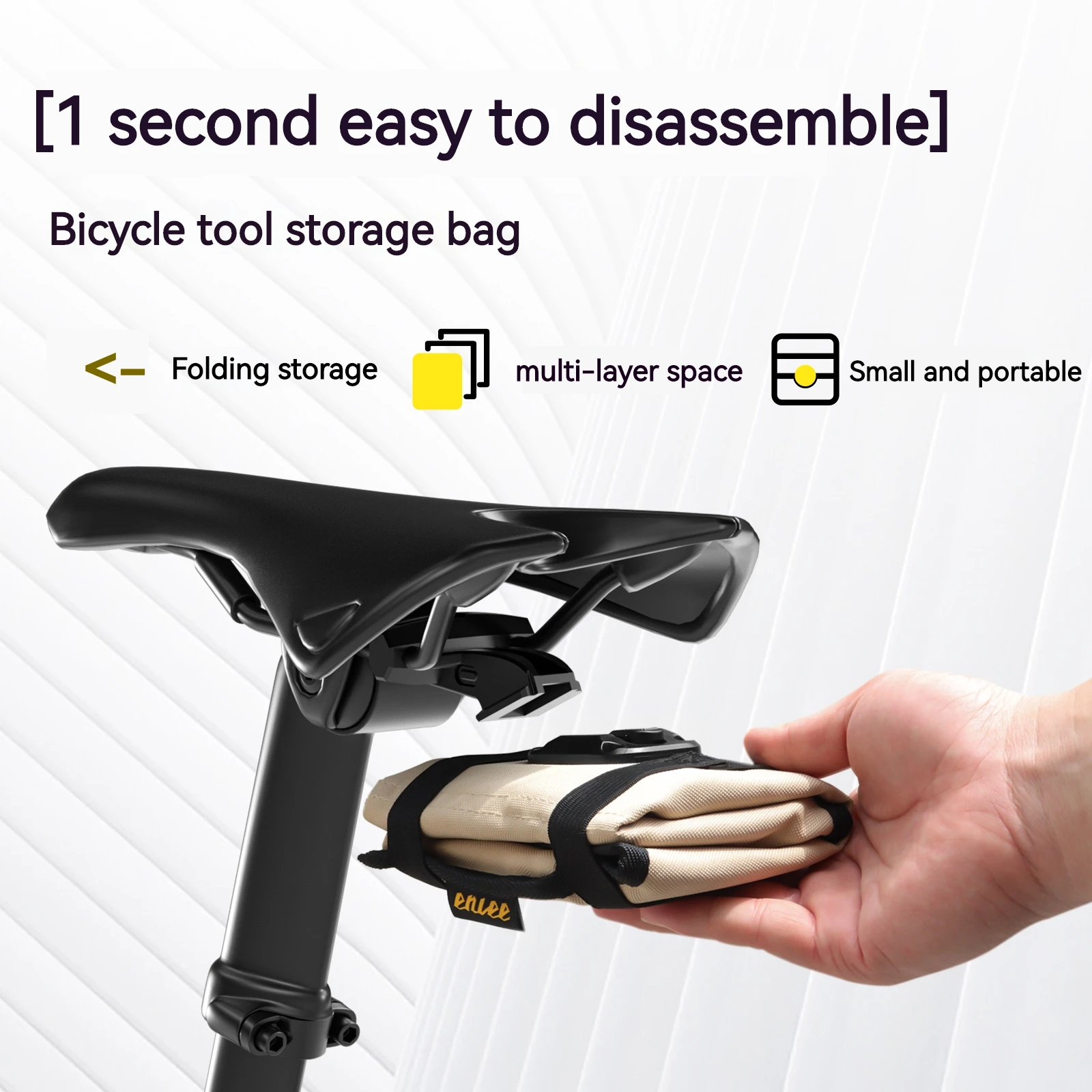 ENLEE Bicycle Tool Organiser Cushion Snap-on Road Bike MTB Repair Tool Patch Tool Organiser Portable Storage Tail Bag