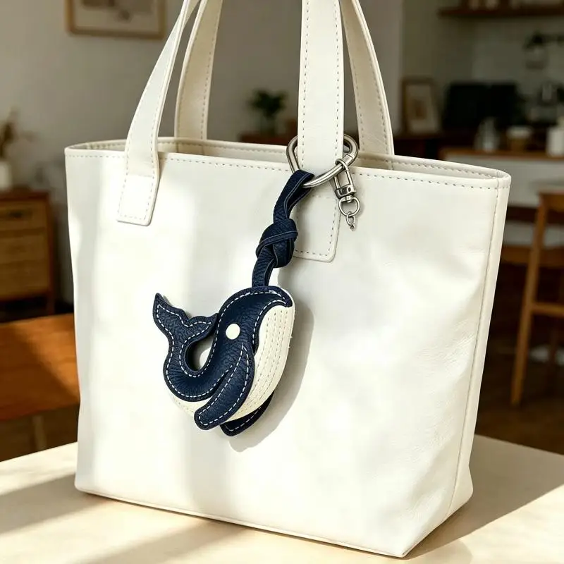 1 Stück Niedlicher Wal-Delfin Taschenanhänger Meeres-Tier PU-Leder Schlüsselanhänger Beruhigende Tiefsee-Vibes-Entspannendes Natur-Inspiriertes Accessoire – Detail 6