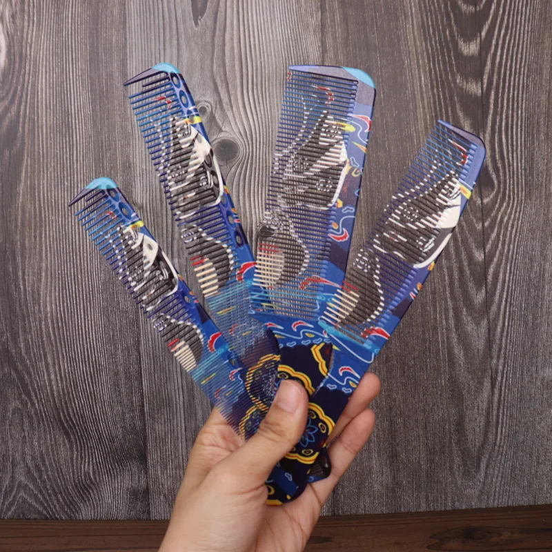 1pcs Chinese style printed hair salon senior hairstylist haircut comb pointed ponytail comb plastic hair cutting tool comb