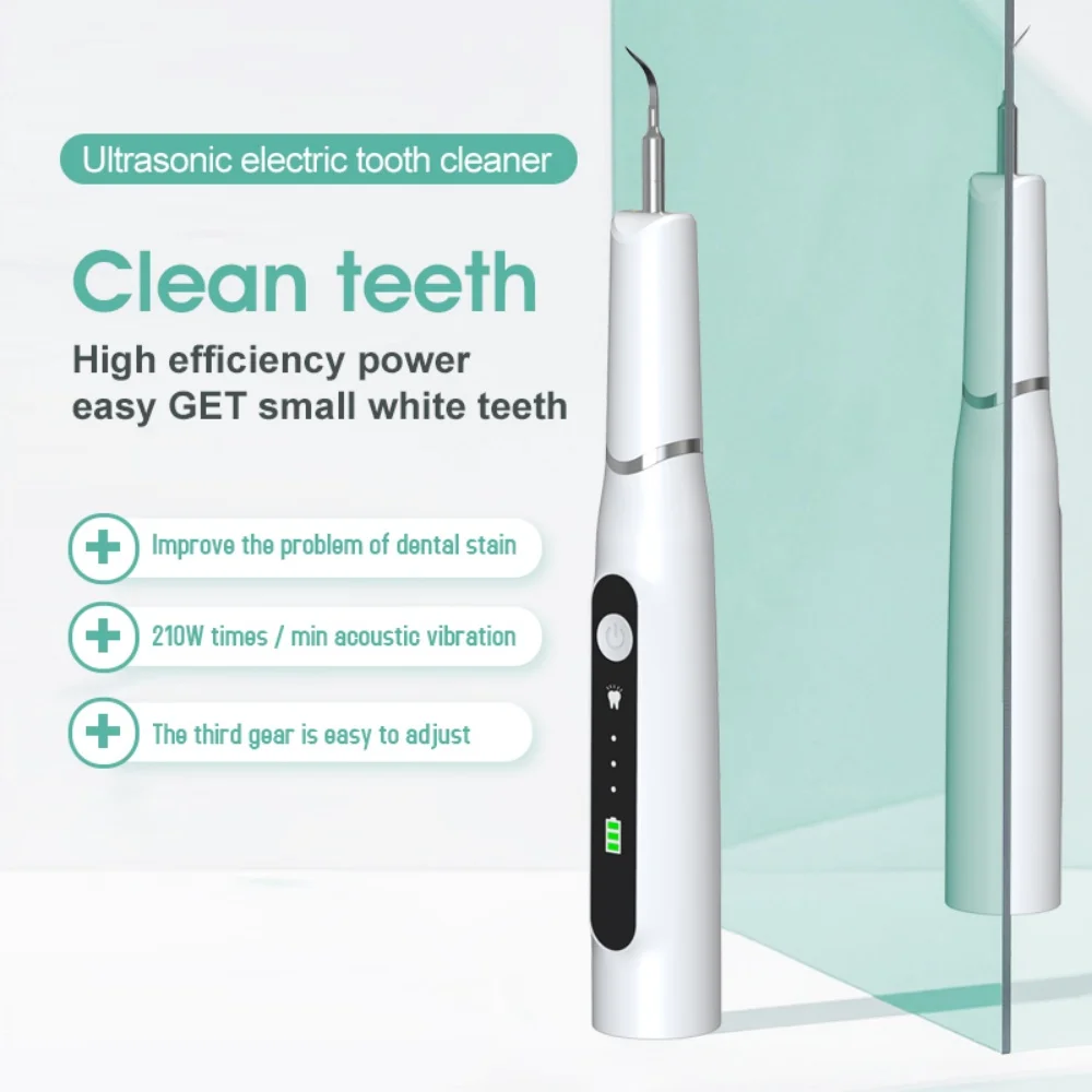 Ultrasonic Dental Scaler Oral Care Tartar Removal Calculus Remover Kit Tooth Stain Cleaner LED Light Dental Tooth Cleaning Tool