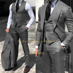 Men's 3-piece suit (jacket + vest + trousers) single-button blazer formal business meeting wedding dance dinner party, hand-made