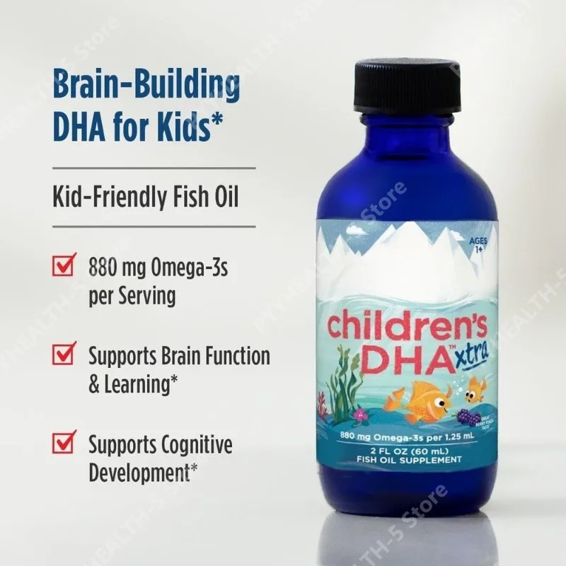 

Children’s DHA Xtra, Fish Oil Berry Flavor Drops 2 Oz 880 Mg Total Omega-3s with EPA DHA - Cognitive Immune Function, Learning