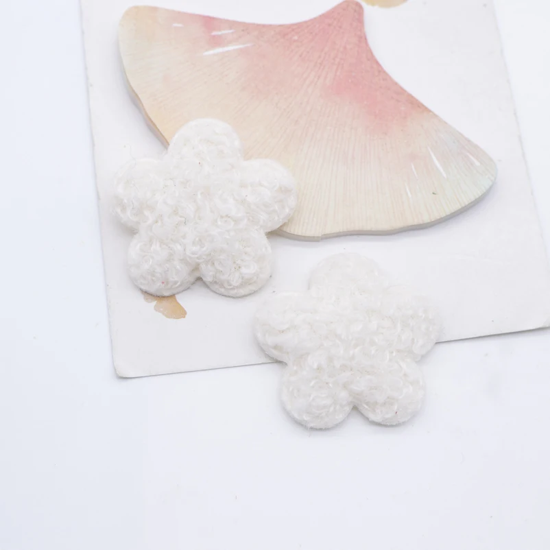 10Pcs 38mm Soft Plush Padded Patches Flower Appliques for DIY Clothes Crafts Hat Bag Gloves Socks Sewing Accessories Patches