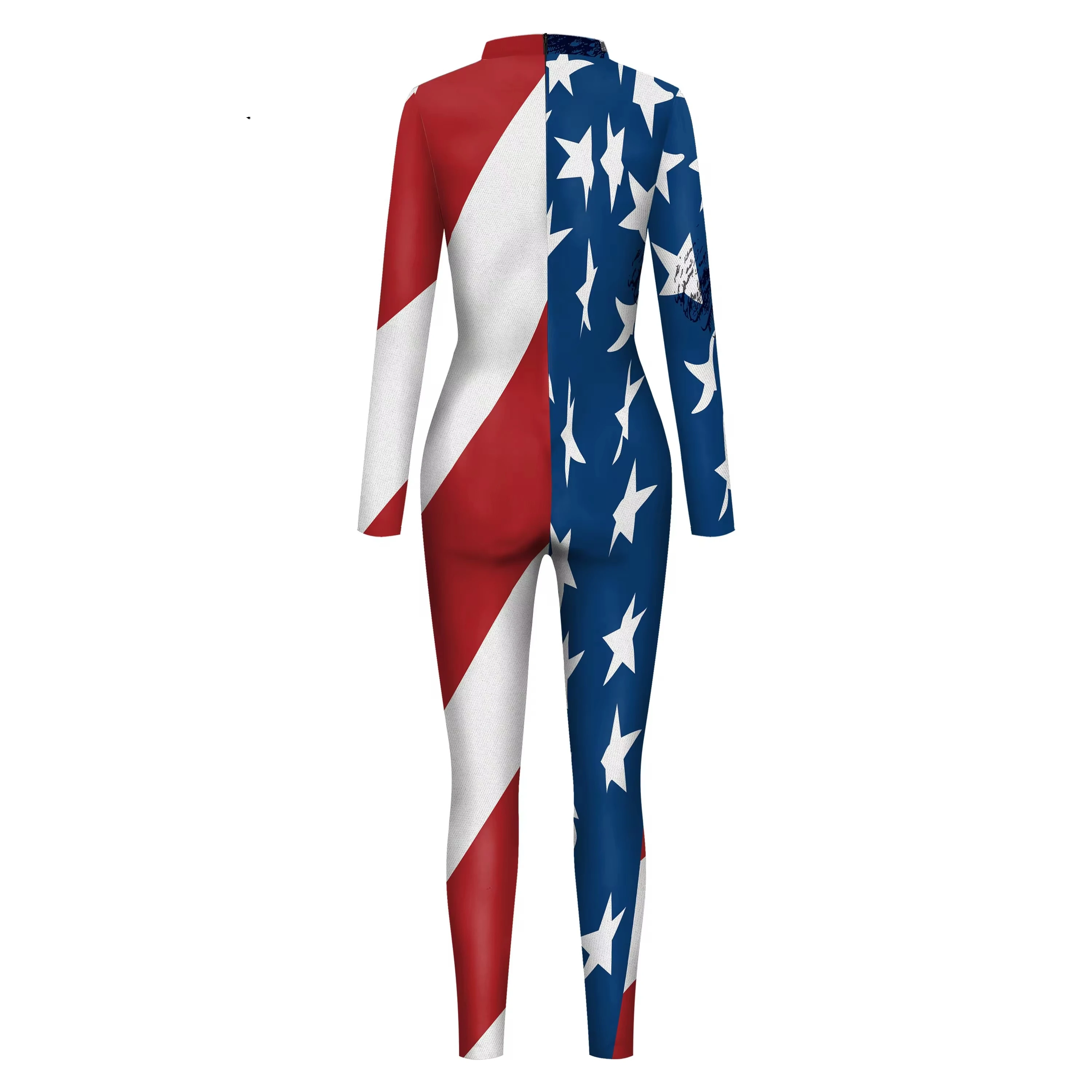 Kostium na Halloween Damski Body z Nadrukiem Cyfrowym Flagi Amerykańskiej Seksowne Body Kostium Festiwalowy dla Dziewczyn Kombinezon na Imprezę