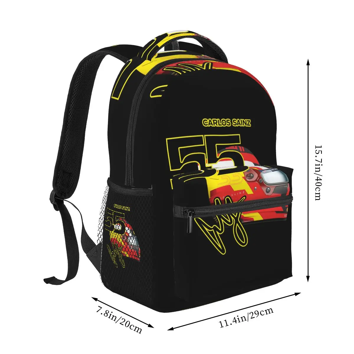 Carlos Sainz Jr F1 Signature Graphic - Dark Backpacks Boys Girls Bookbag Children School Bags Cartoon Kids Rucksack Shoulder Bag