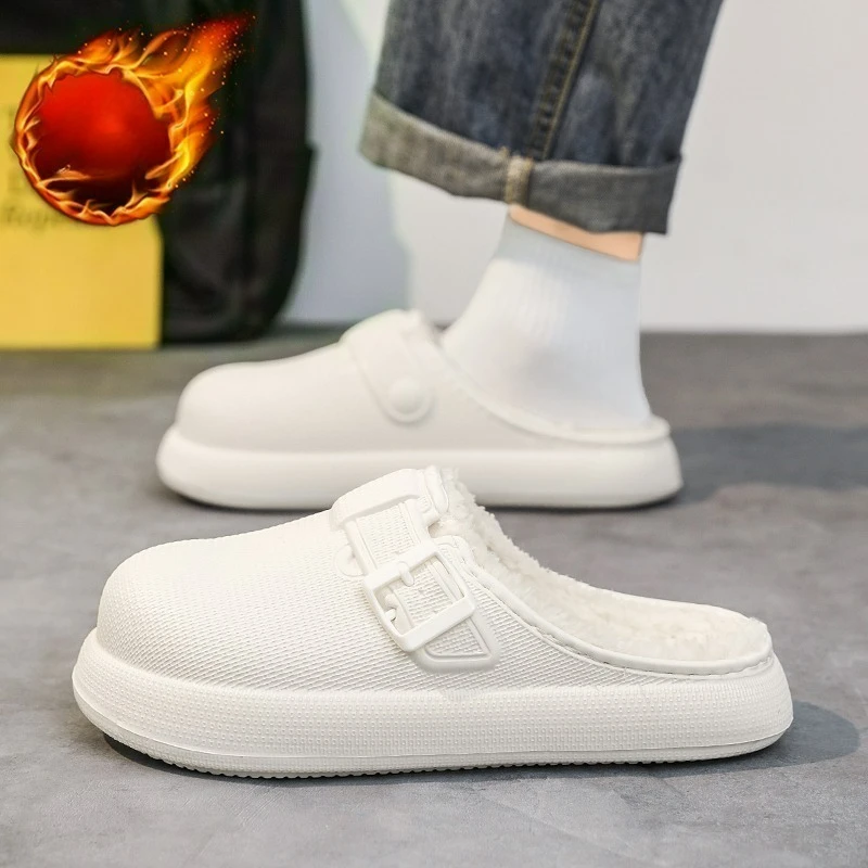 شباشب قطنية شتوية شهيرة للجنسين من القطيفة للاستخدام الداخلي، نصف شباشب على طراز الزوجين