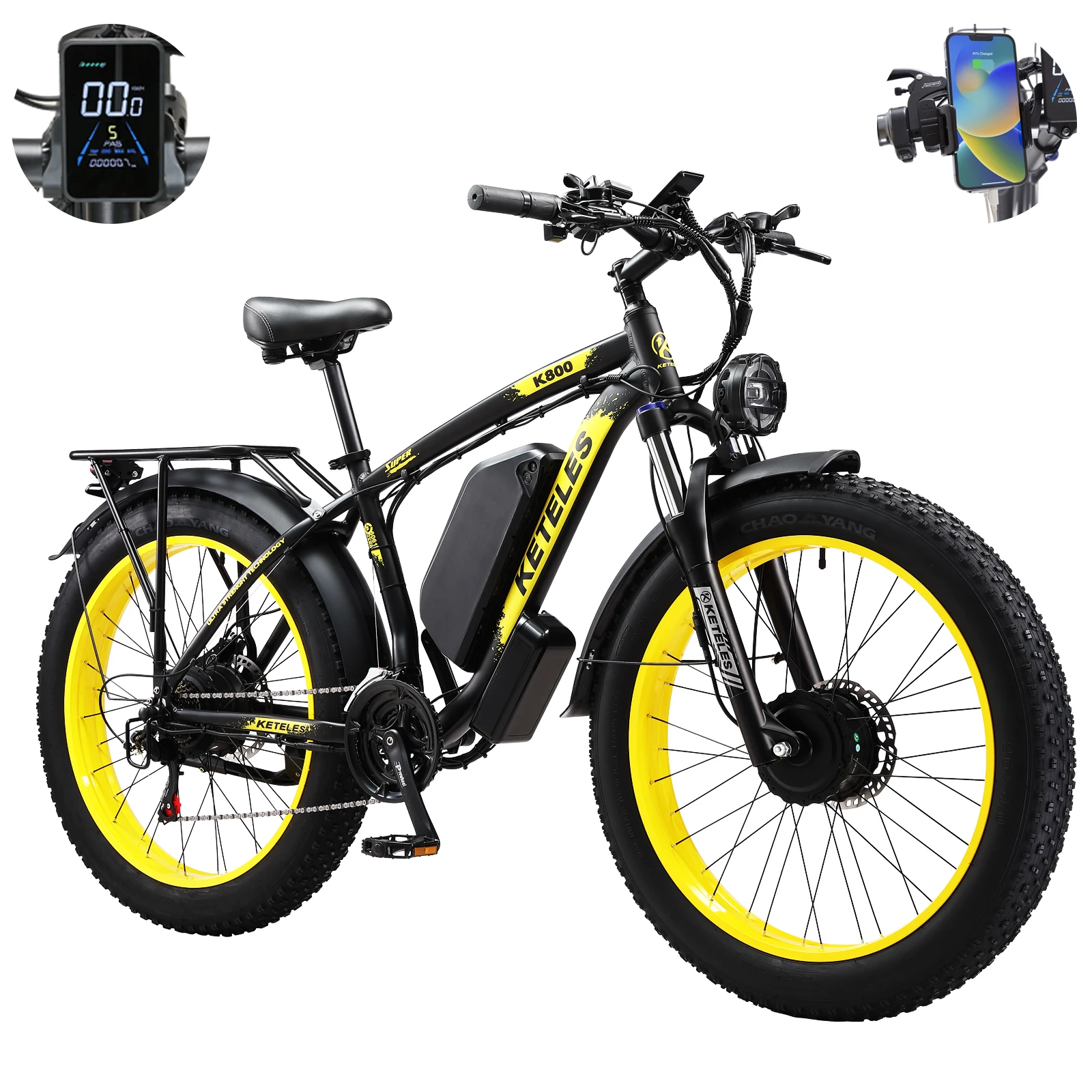 Drop Shipping K800 Fat Tire Ebike for 48V 23AH Integrated Battery 21 Speeds All-Terrain 26