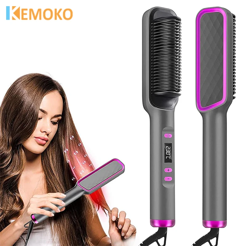 Electric Hot Comb Straight Hair Straightener Comb Straightening Brush Negative Ion Multifunctional Anti-Scalding Styling Tool