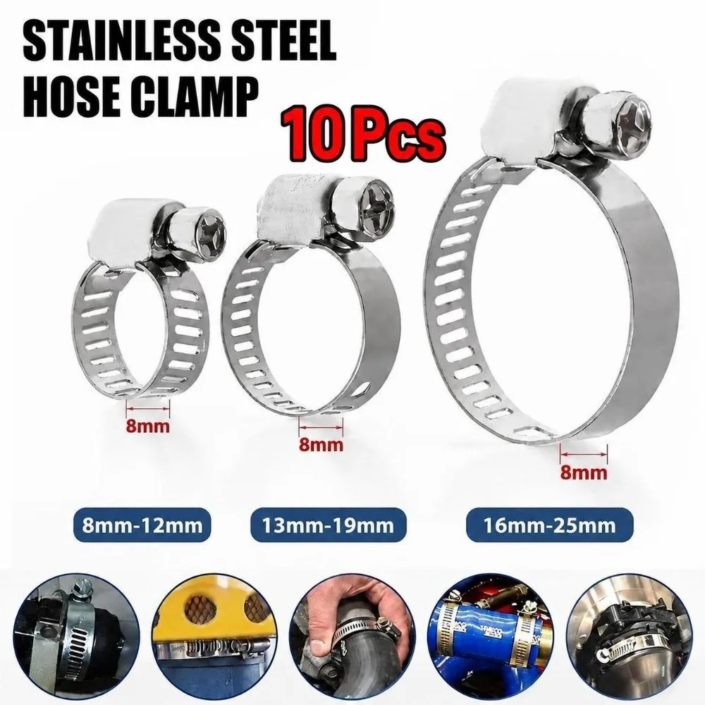 304 Stainless Steel Stainless Steel Hose Clamp Adjustable Multi Size Pipe Clamp Hoop Hoop Type 304 Hose Clamp Hose Connection