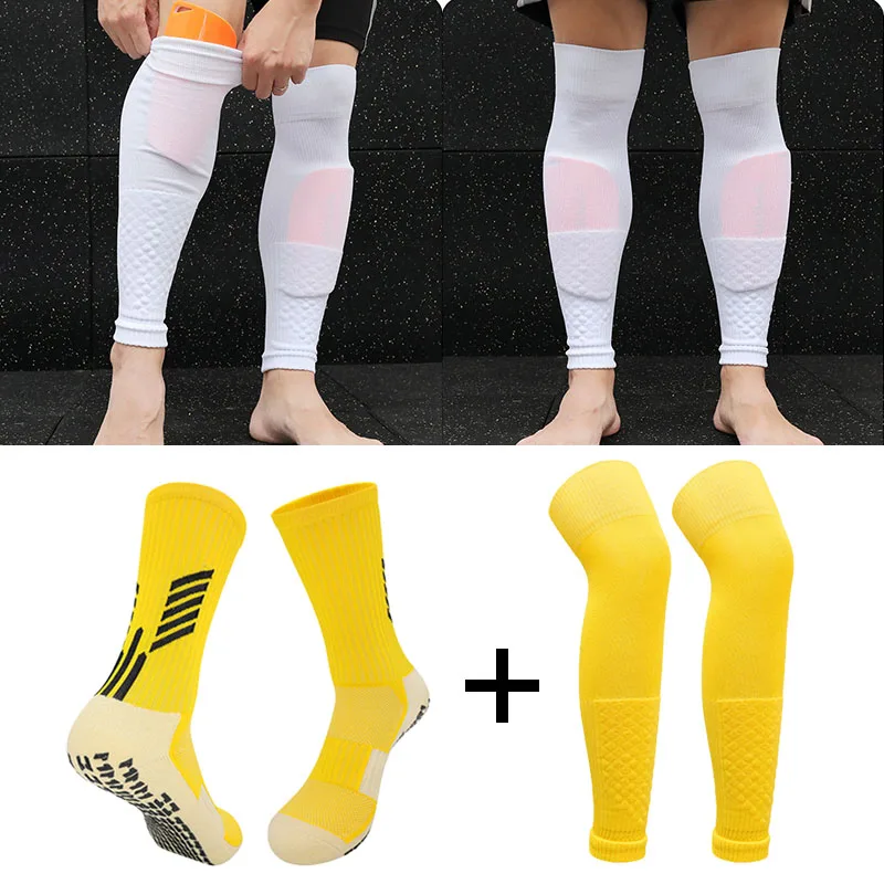 Adults Men Football Equipment Anti Slip Soccer Socks Kids Leg Cover Calf Sleeve Over Knee Breathable Sports Protective Gear