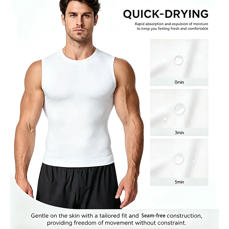 Miss Moly Sleeveless Shapewear for Men High Neck Vest Breathable Compression Tank Top Tummy Control Body Shaper Soft Undershirt