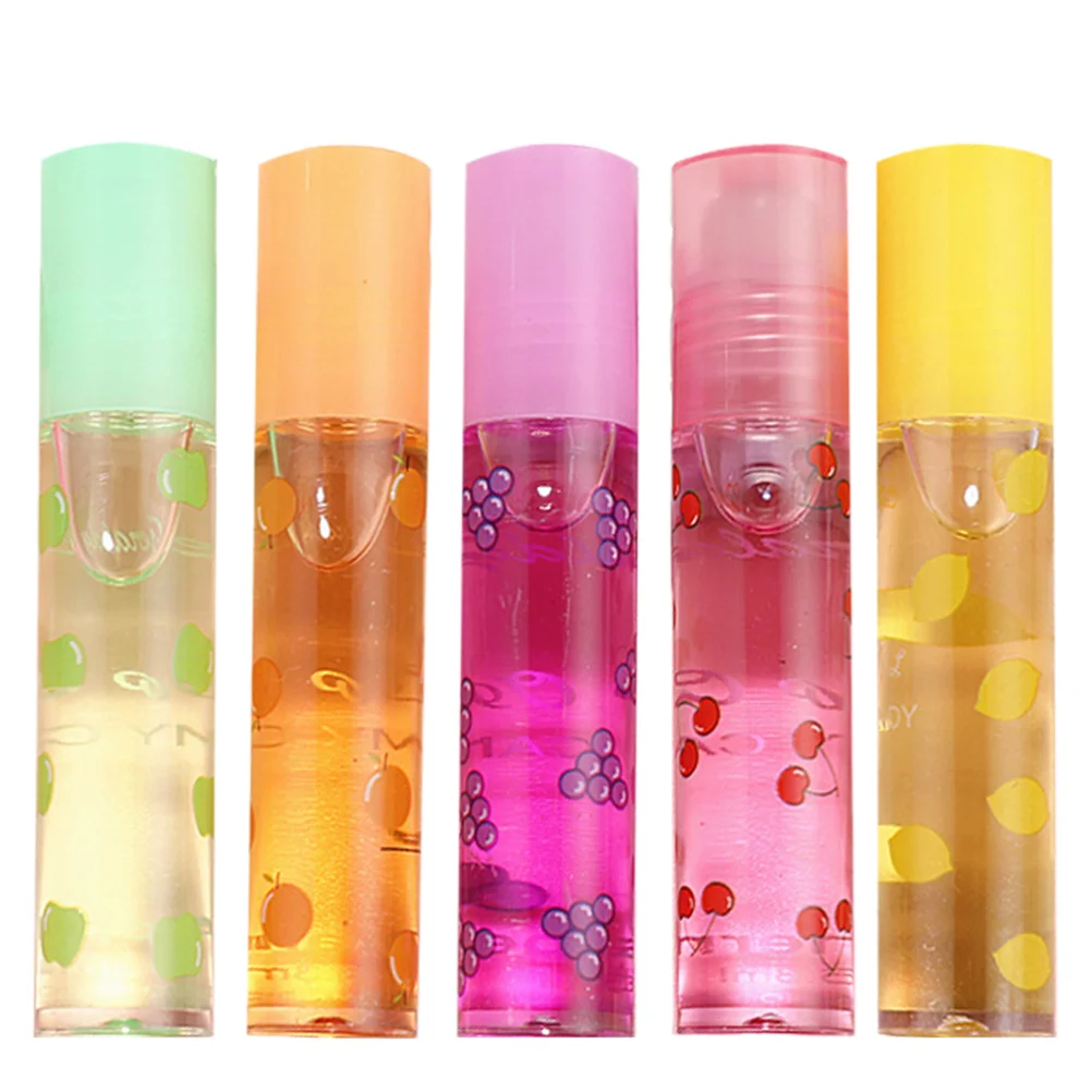 

5 Pcs Colorless Lip Gloss Fruit-flavored Pomade Makeup Moisturizing Lipsticks Transparent Protector Portable Tint