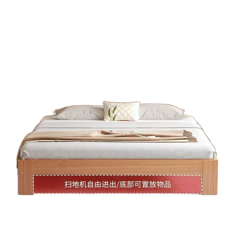 Full beech solid wood bed, reinforced simple 1.8 double, single bed 1.5 household