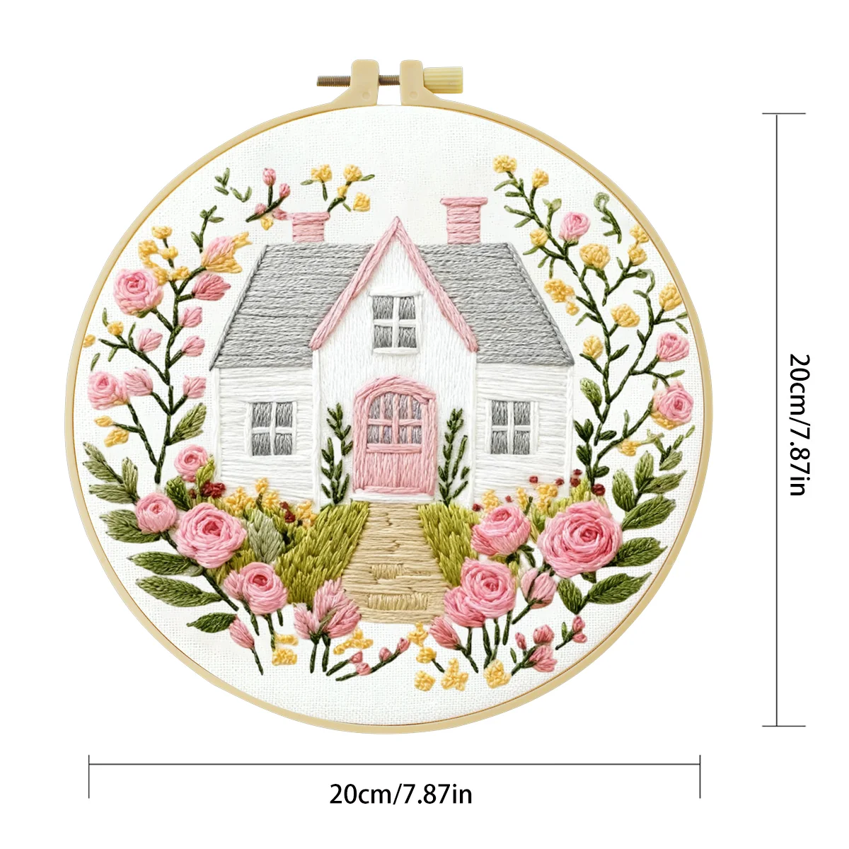 1 Stück 20X20CM/15X15CM 7,87/6,3 Zoll Haus-Stickerei-Starter-Kit DIY-Kit DIY-Stickerei-Set Handarbeiten Malerei Heimdekoration – Detail 4