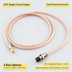GX16-2P DC Cable OCC Copper 5.5mm 2.1mm/2.5mm HIFI Audiophile Power Cord