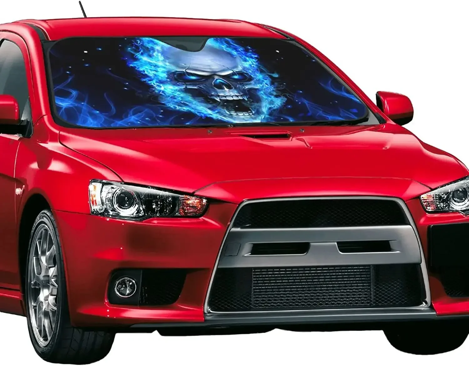 

Car Sunshade Front Windshield Protector Visor Car Sun Shade Gifts Keeps Your Vehicle Cool-Small ,Blue Skull